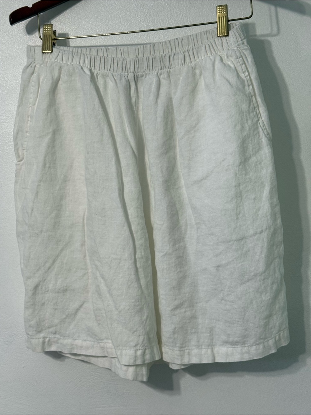 Flax White Linen Bermuda Shorts pockets medium